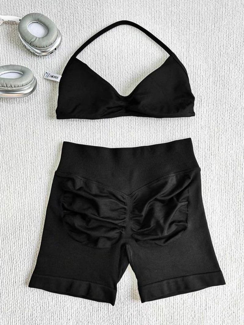 New Women'S Sporty Yoga Set, Fitness Clothes, High-Waist Tight-Fitting Shorts and Tank Top, Summer Fitnessfor Running and Gym, Workout Set