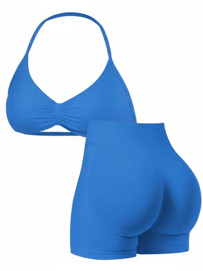 New Women'S Sporty Yoga Set, Fitness Clothes, High-Waist Tight-Fitting Shorts and Tank Top, Summer Fitnessfor Running and Gym, Workout Set