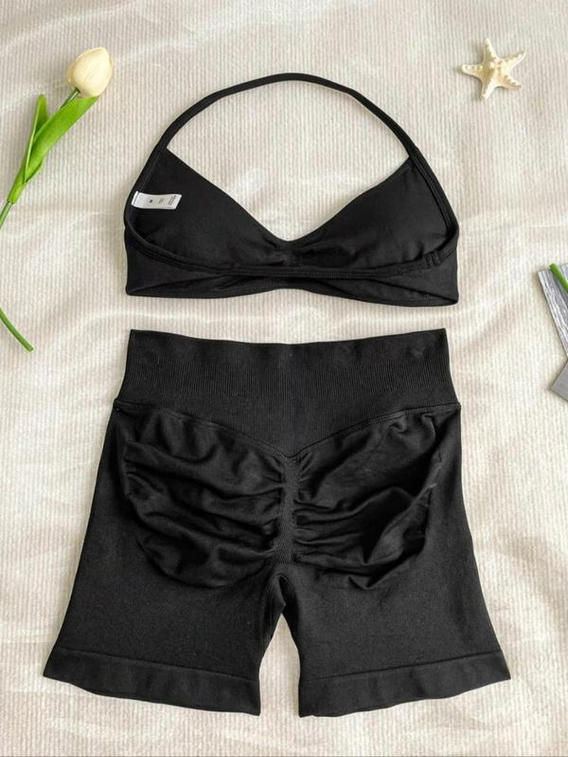 New Women'S Sporty Yoga Set, Fitness Clothes, High-Waist Tight-Fitting Shorts and Tank Top, Summer Fitnessfor Running and Gym, Workout Set