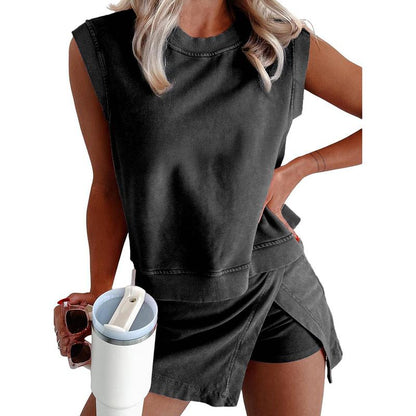 UANEO Summer Sets Women 2 Piece Outfits Shorts Tank Top and Casual Skort Lined Split Athletic Skirt Set Travel Outfit Tiktokshopblackfriday