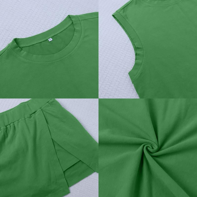 UANEO Summer Sets Women 2 Piece Outfits Shorts Tank Top and Casual Skort Lined Split Athletic Skirt Set Travel Outfit Tiktokshopblackfriday