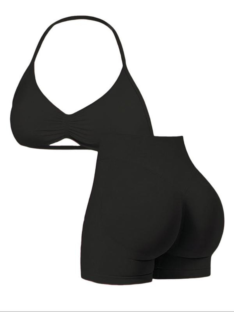 New Women'S Sporty Yoga Set, Fitness Clothes, High-Waist Tight-Fitting Shorts and Tank Top, Summer Fitnessfor Running and Gym, Workout Set