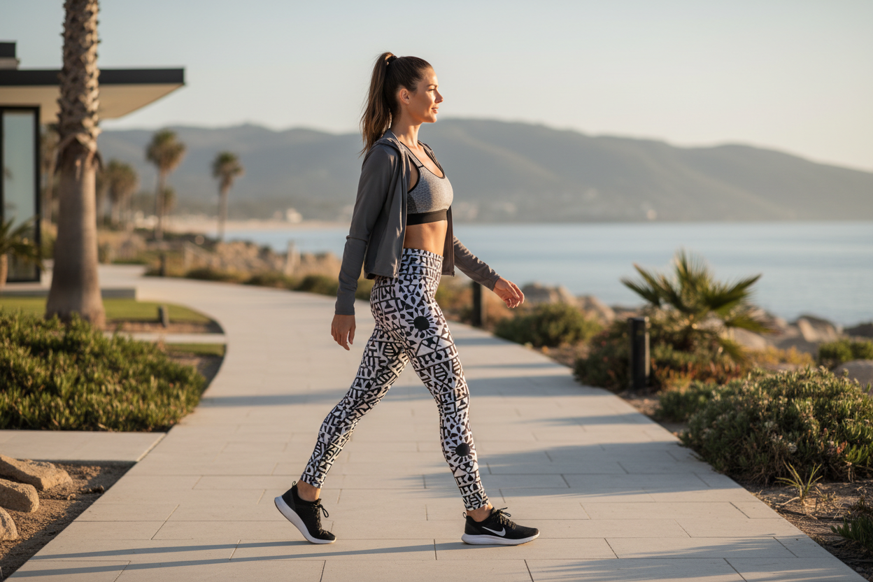 women walking with yoga pants